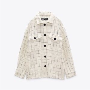 Zara Structured Plaid Woven Overshirt Flannel